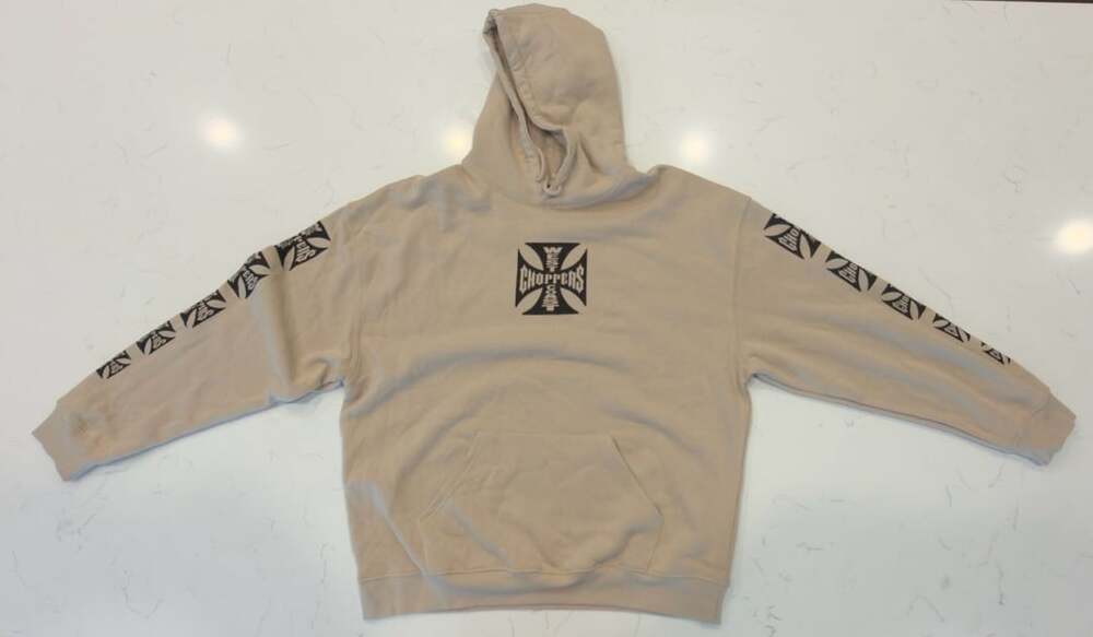 West Coast Choppers Cross Logo Hoodie Sweatshirt Beige XL